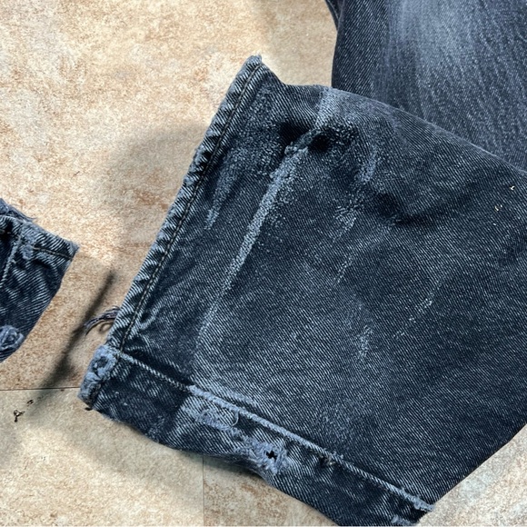 Levis 501 Jeans Mens 36x32‎ Black Denim Button Fly Mid Rise Straight Faded Pants - Picture 4 of 7